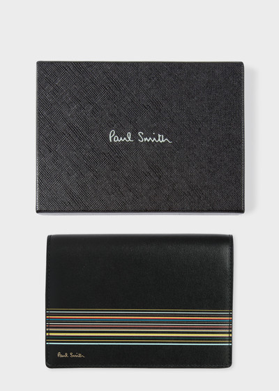 Paul Smith Black Leather 'Signature Stripe Block' Passport Holder outlook