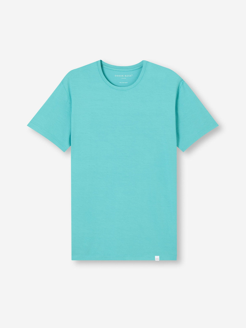 Derek Rose Men's T-Shirt Basel Micro Modal Stretch Turquoise outlook