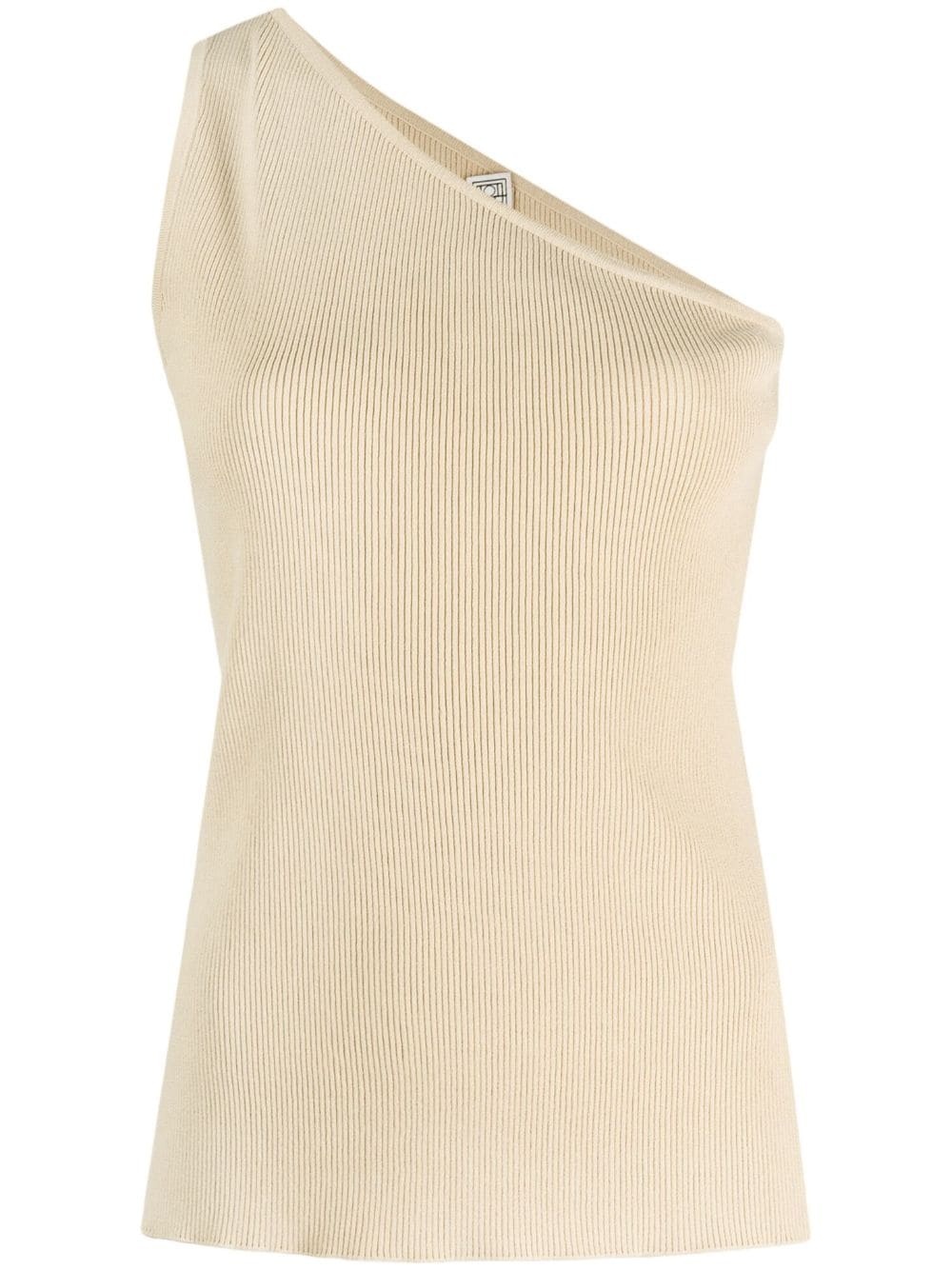 ribbed-knit one-shoulder top - 1