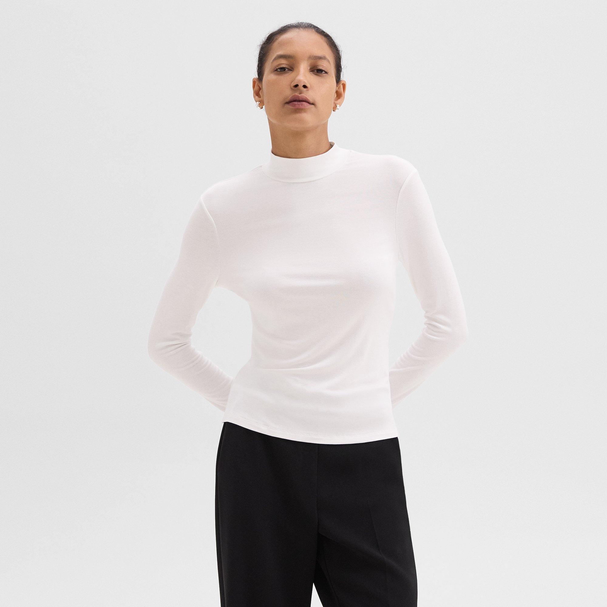 Mock Neck Top in Rib Knit Viscose - 2