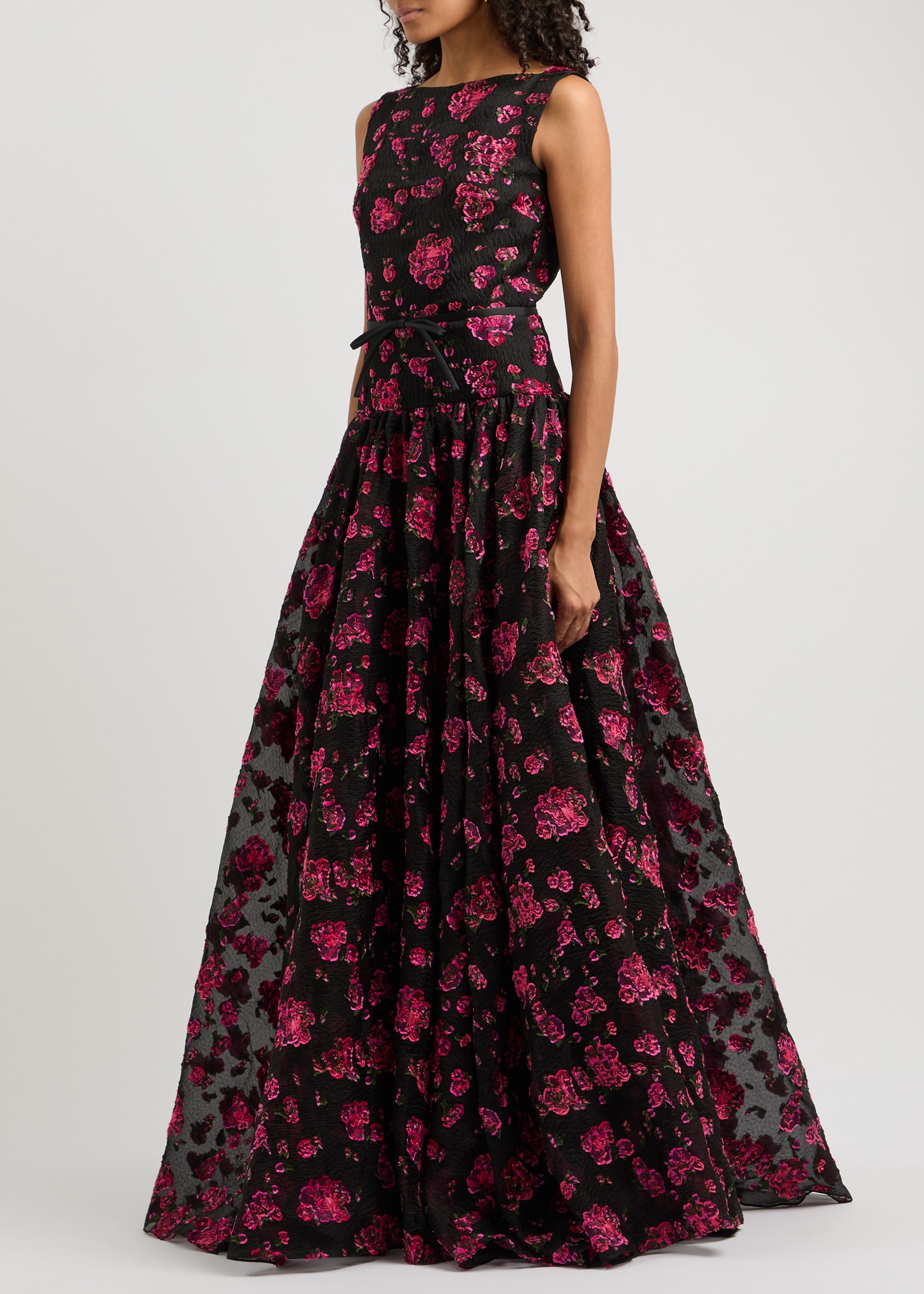 Floral-jacquard cloqué gown - 2