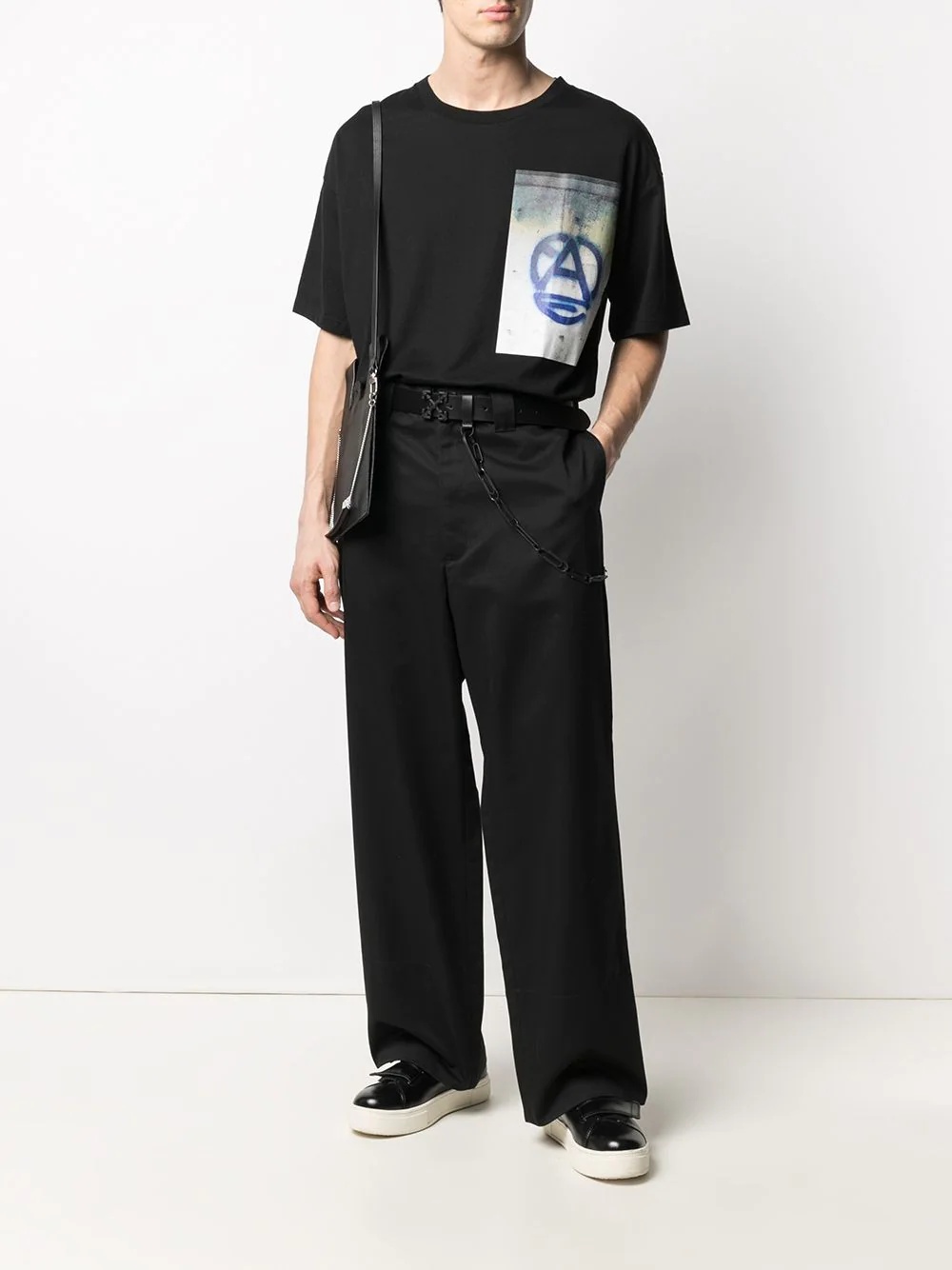 logo-patch wide-leg trousers - 2