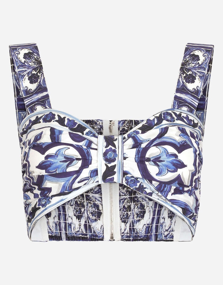 Majolica-print poplin top - 4