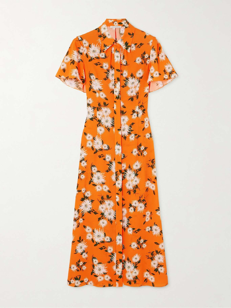 Florencia floral-print stretch-crepe midi shirt dress - 1