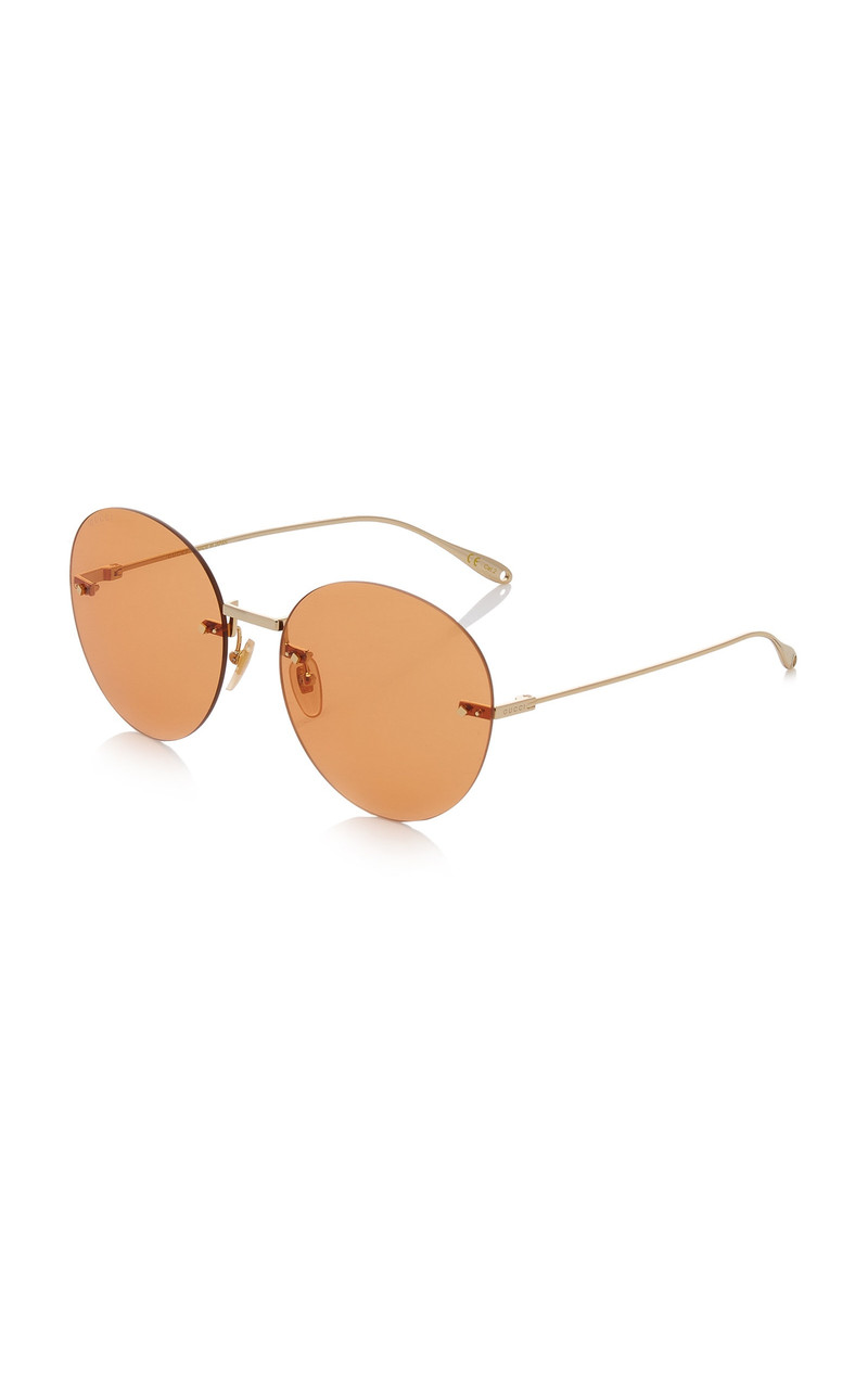 Chain-Detailed Round Metal Sunglasses brown 4