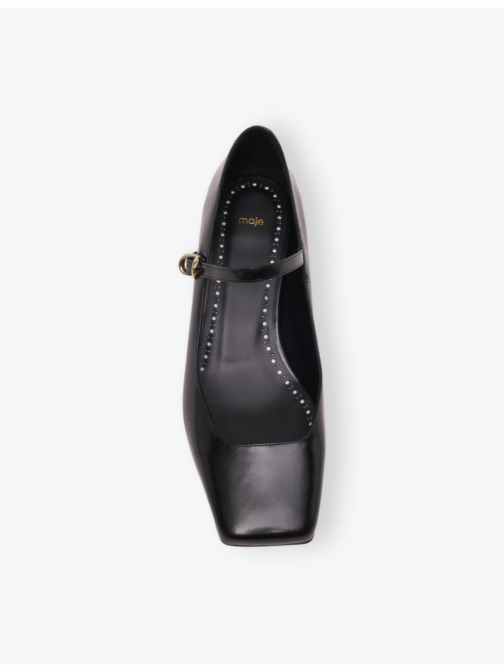 Rhinestone-Embellished Heeled Leather Mary-Jane Pumps - 3