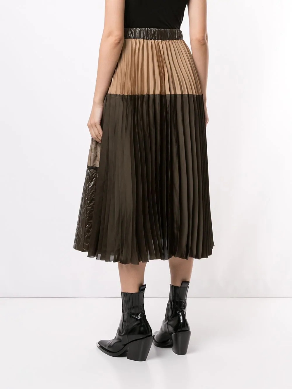 colour-block pleated skirt - 4