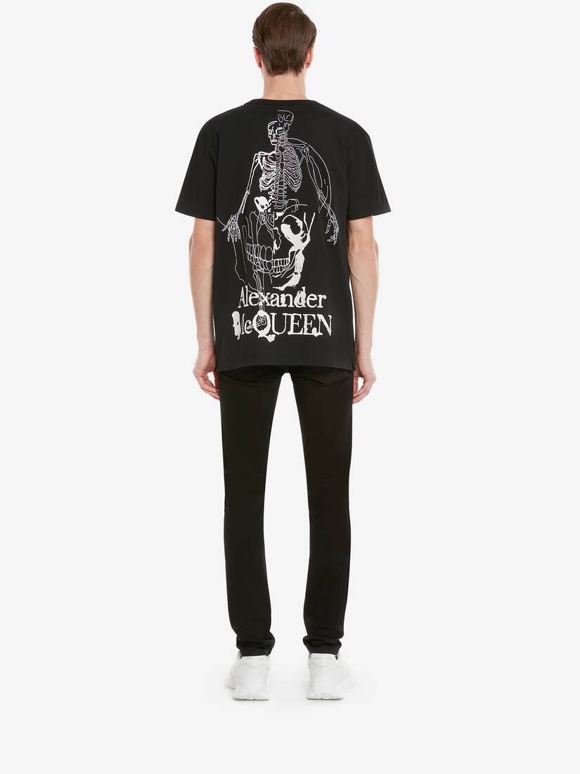 Men's Skeleton Motif T-shirt in Black/ivory - 4