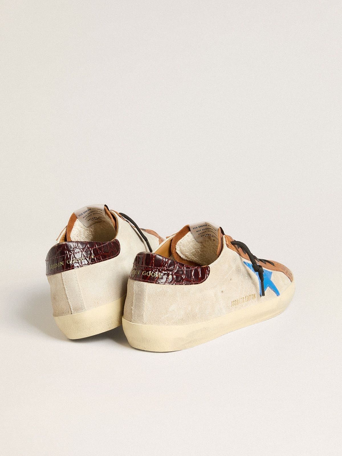 Beige Men's Super-Star LTD with light blue star and crocodile-print heel tab - 4