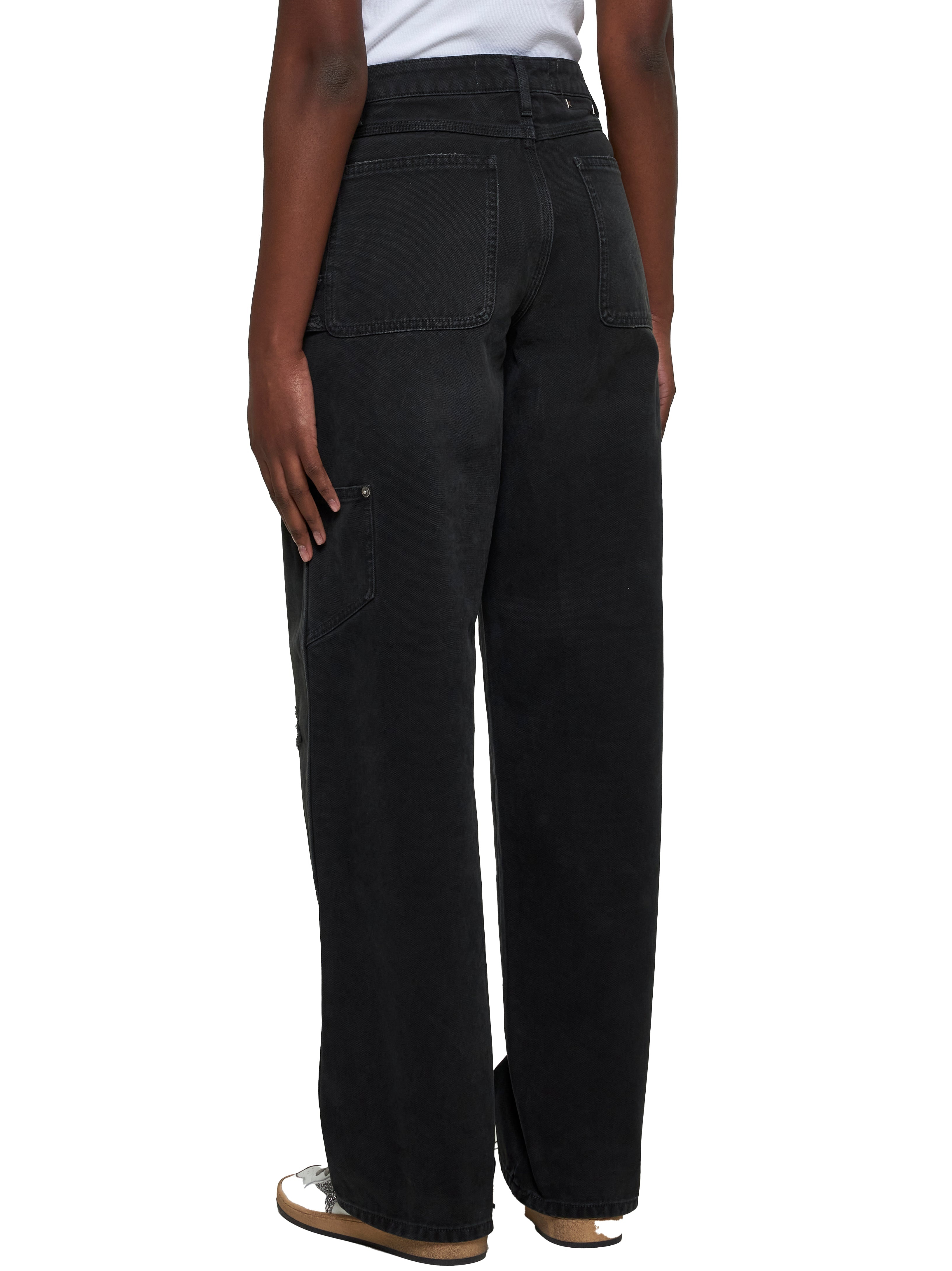 Black denim jeans with patches - 4