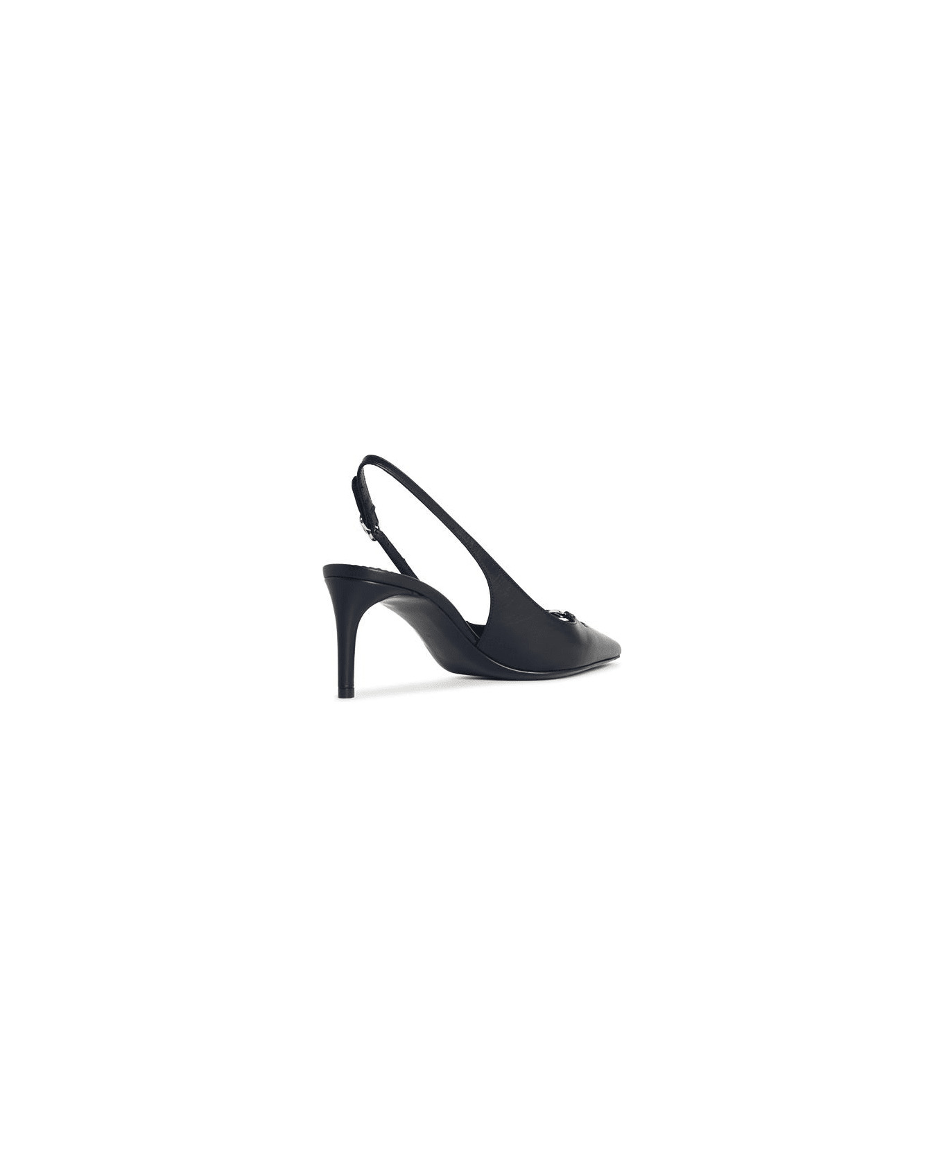 Black Leather Slingbacks - 3