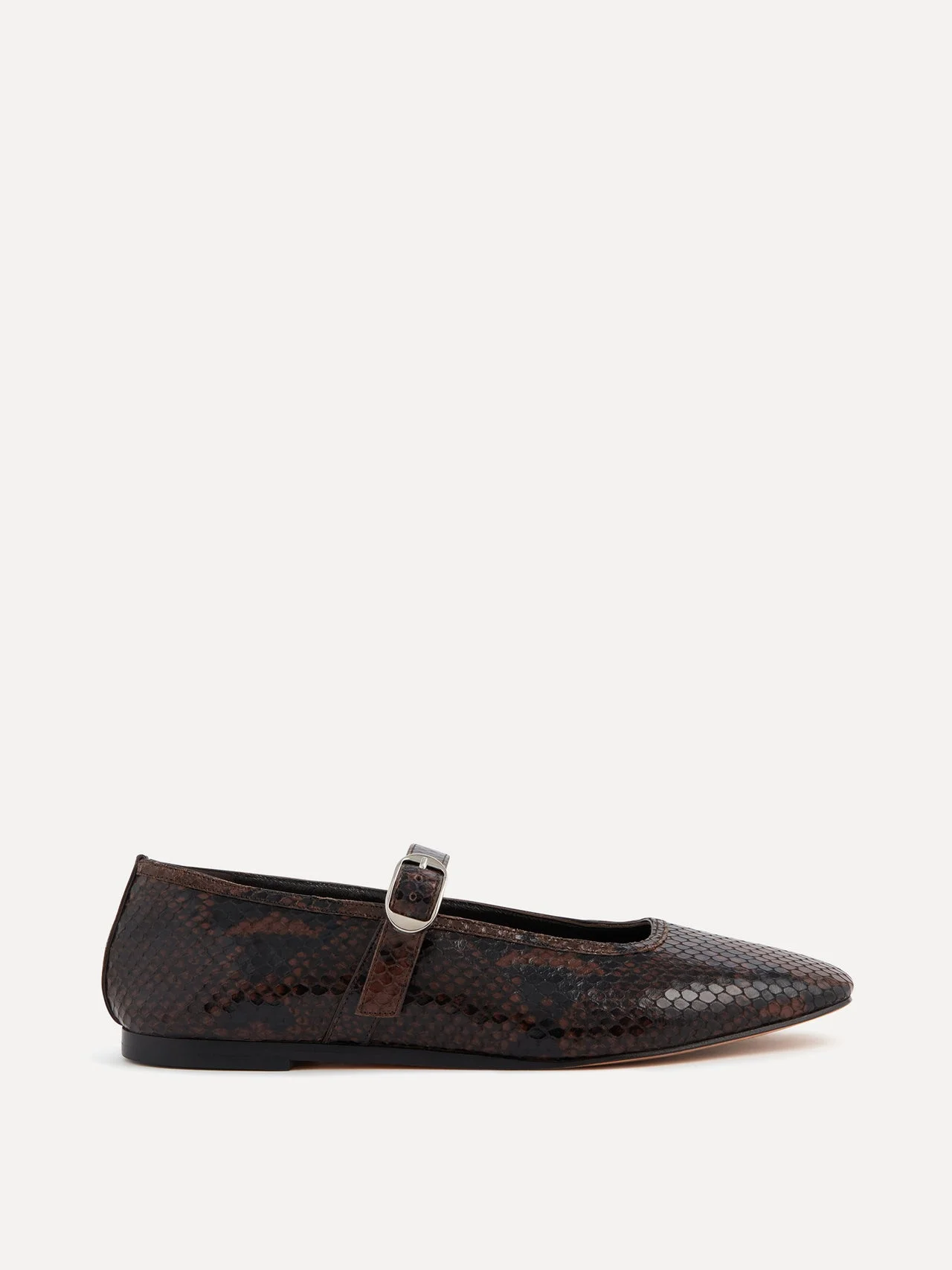 Ballet Mary Janes / Chocolate Leather Snake Effect - 1