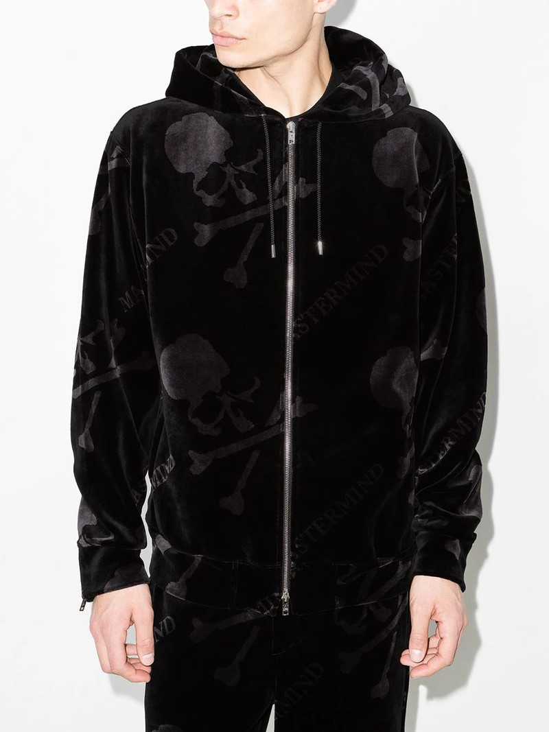 mastermind JAPAN skull-print velvet track jacket outlook