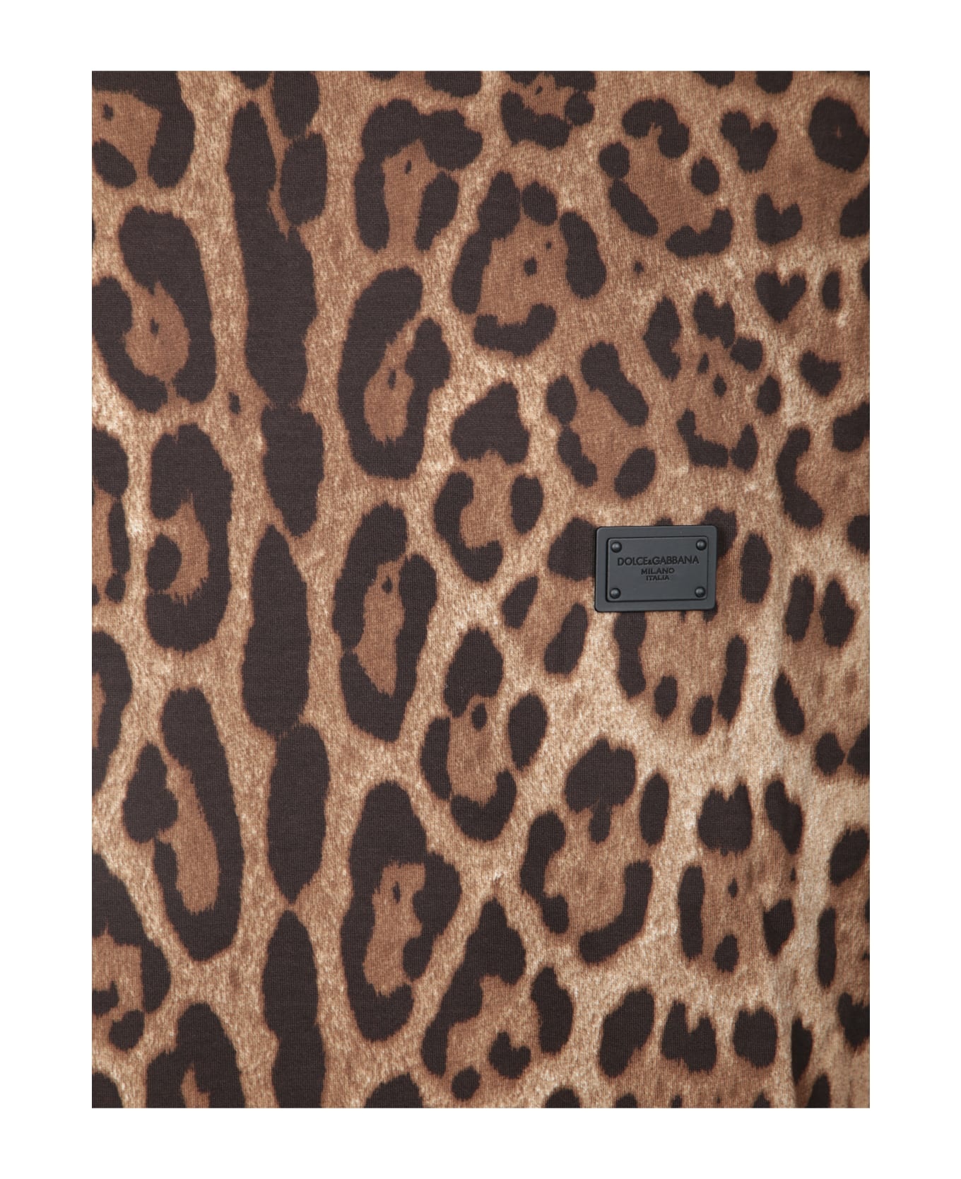Brown T-shirt With All-over Leopard Motif In Cotton Man - 3