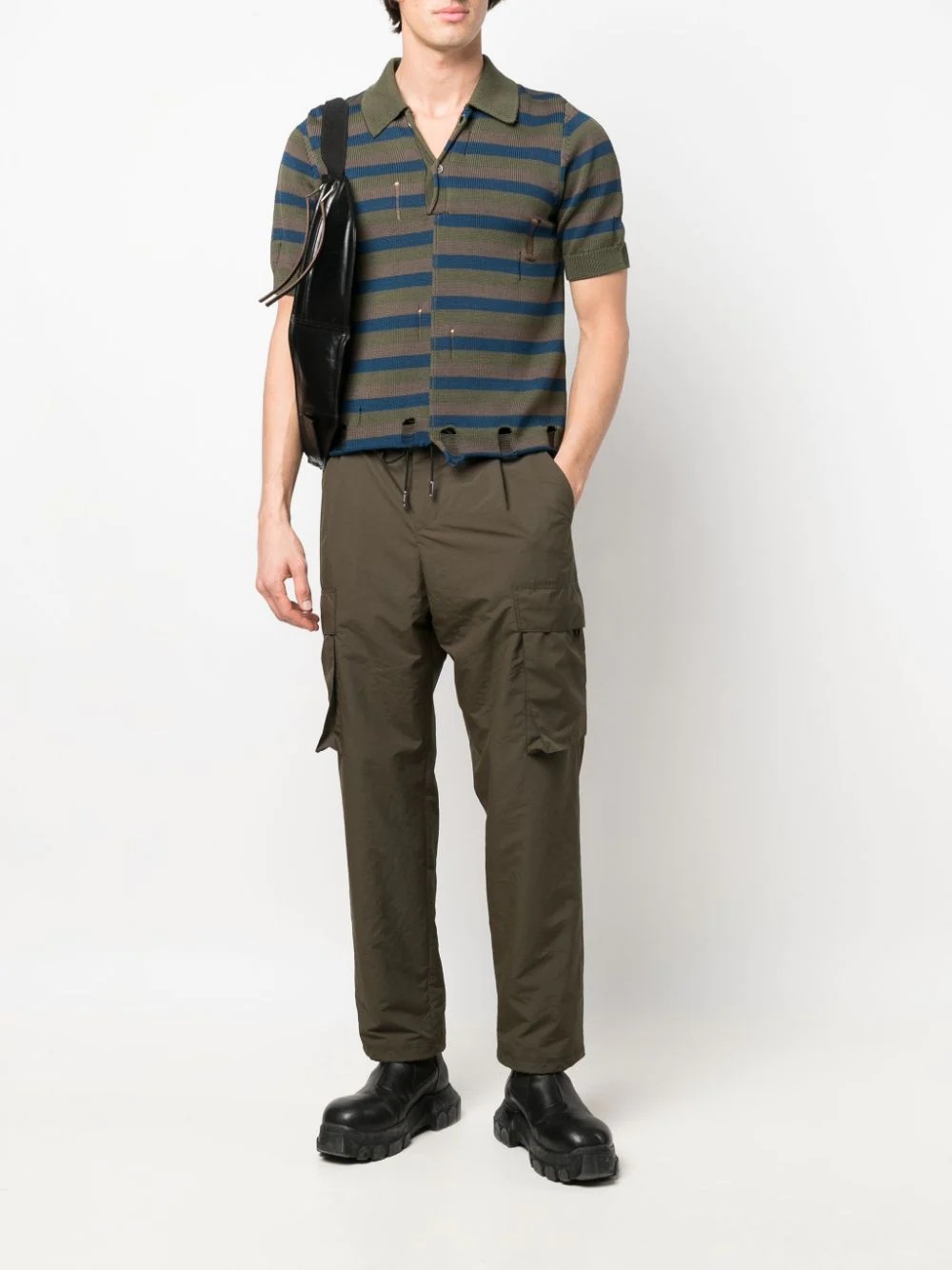 drawstring-waist cargo trousers - 2