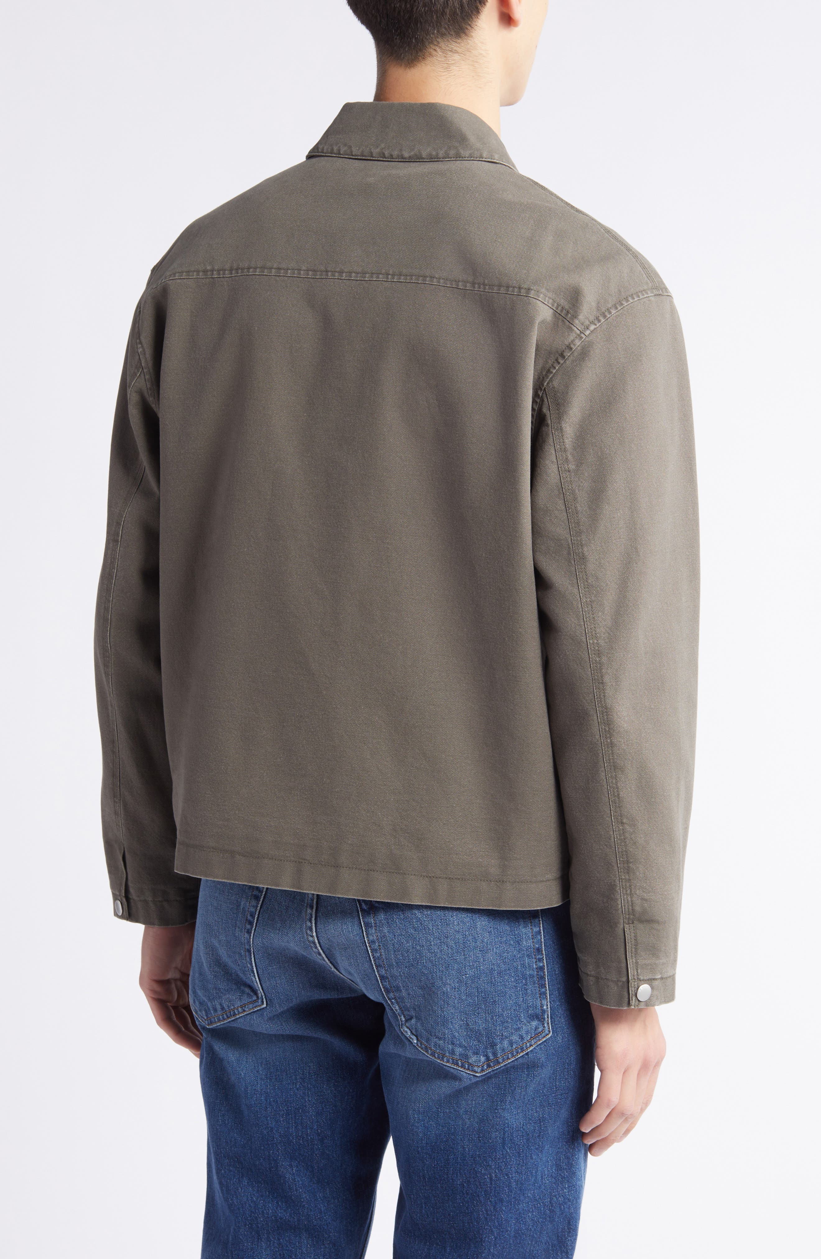 FRAME Garment Washed Denim Trucker Jacket in Olive Green at Nordstrom - 2