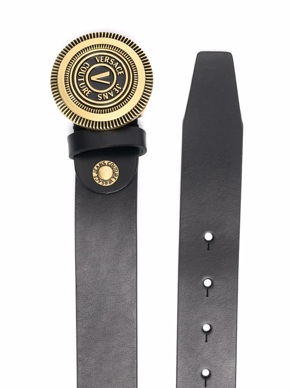 engraved-logo buckle belt - 2