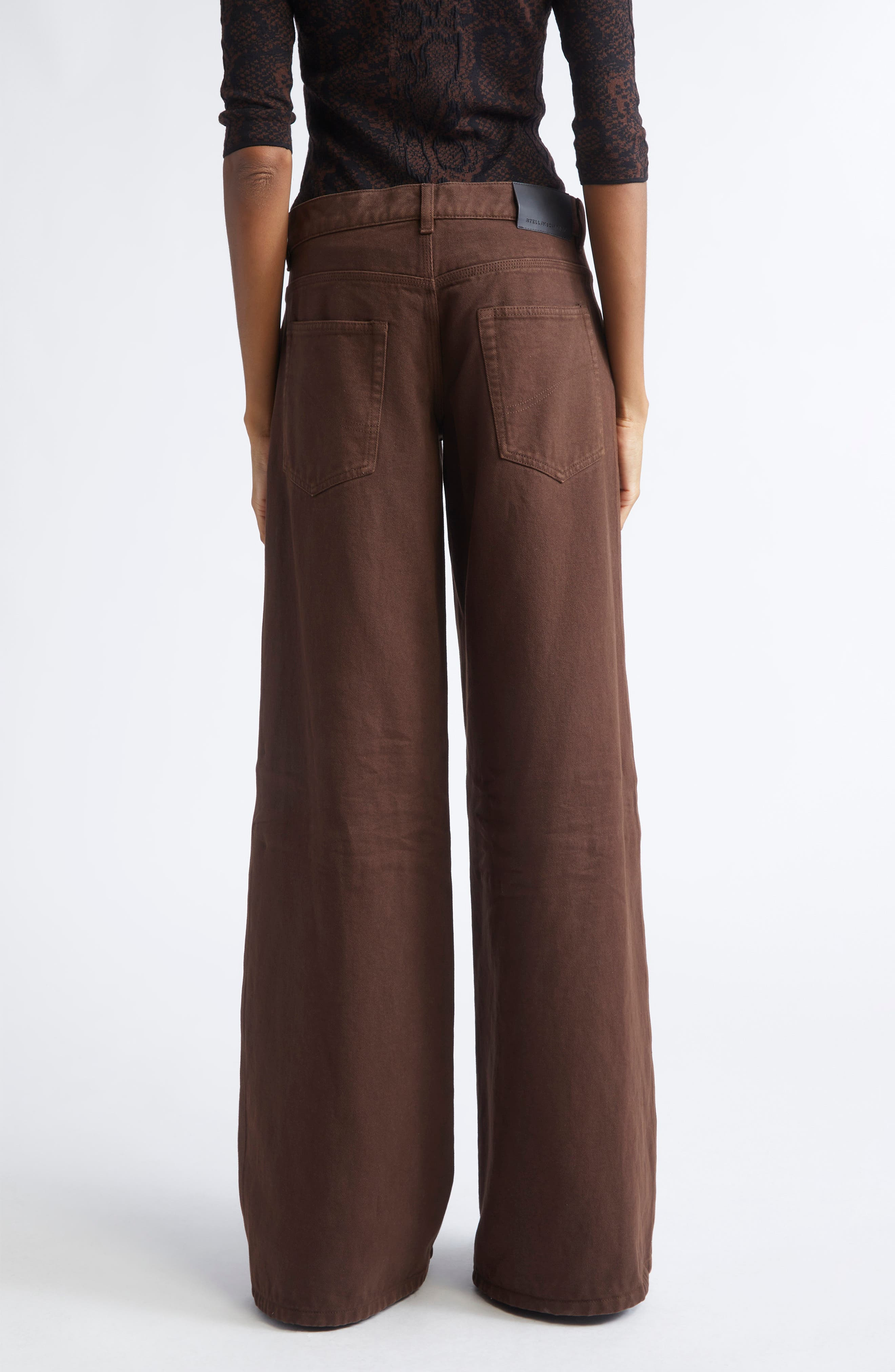Stella McCartney Mid Rise Wide Leg Jeans in Brown Wash at Nordstrom - 3