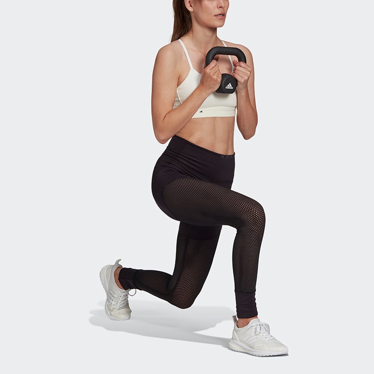 (WMNS) adidas Mesh Hw L Tight Gym Sports Training High Waist Leggings Black GI8582 - 3