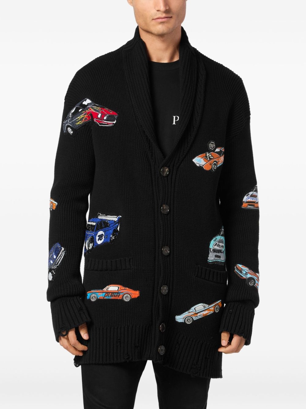 car-intarsia cardigan - 3