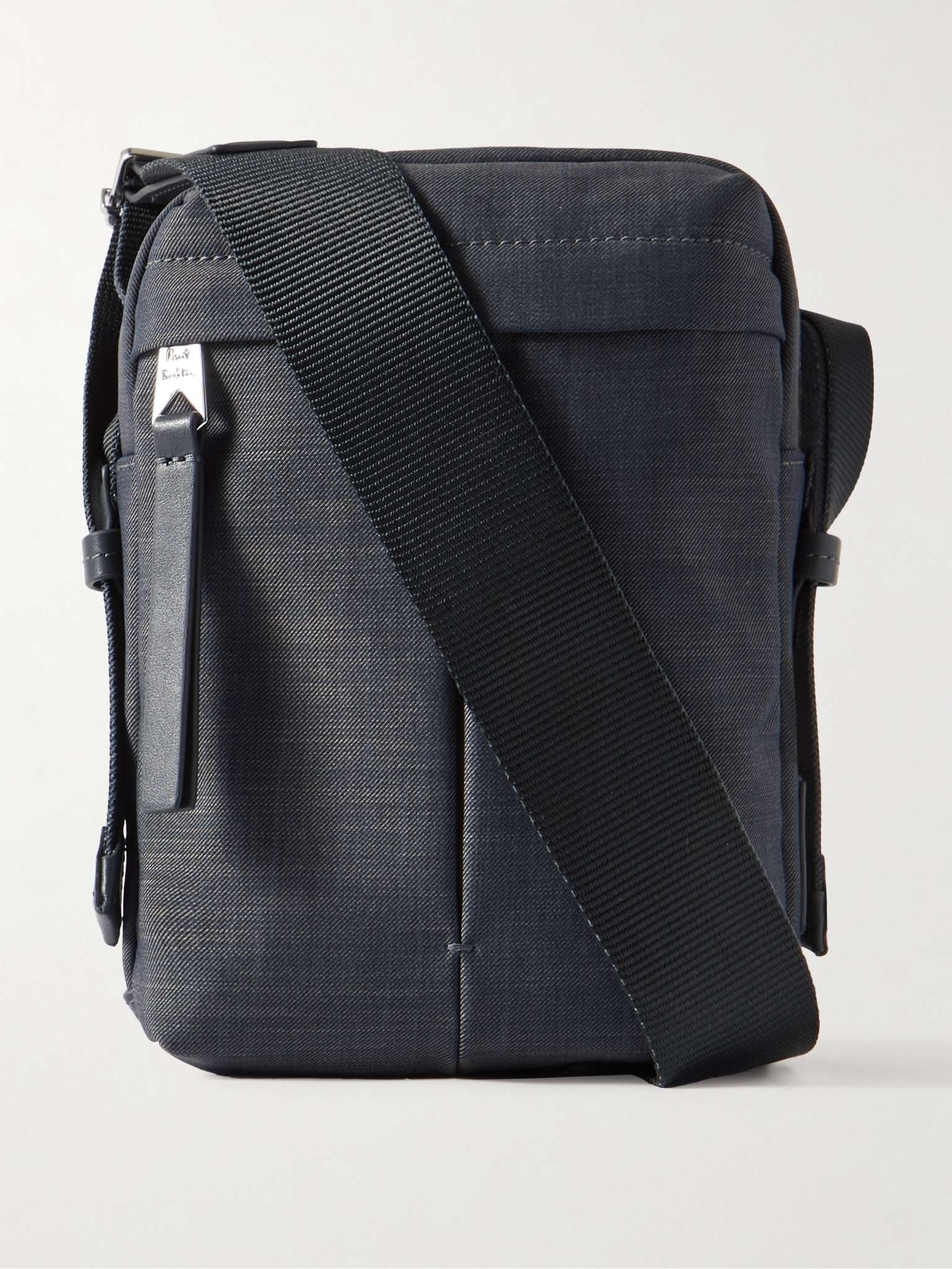Leather-Trimmed Twill Messenger Bag - 1