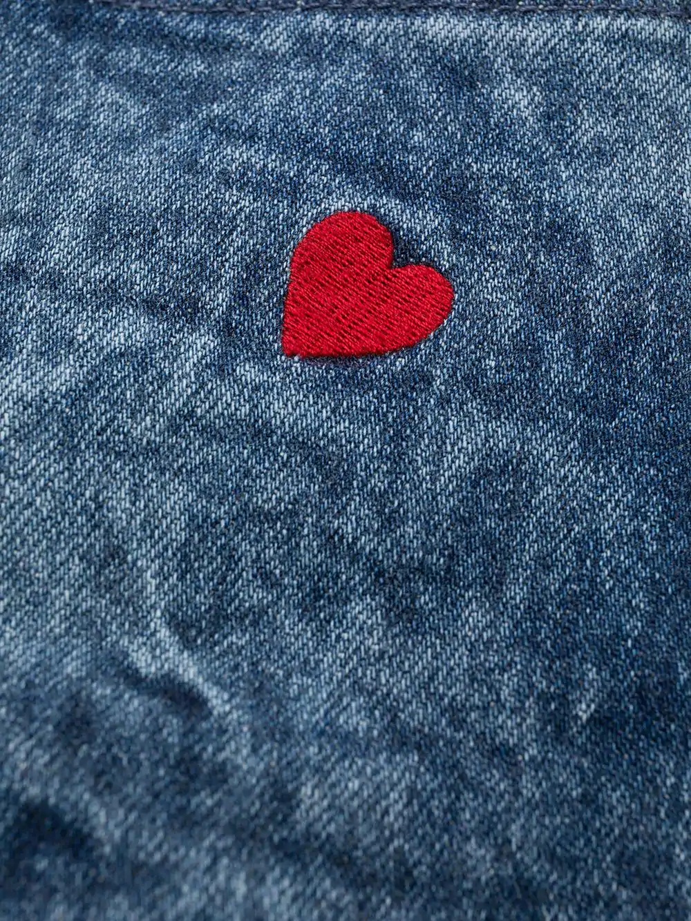 heart-embroidered cropped jeans - 6