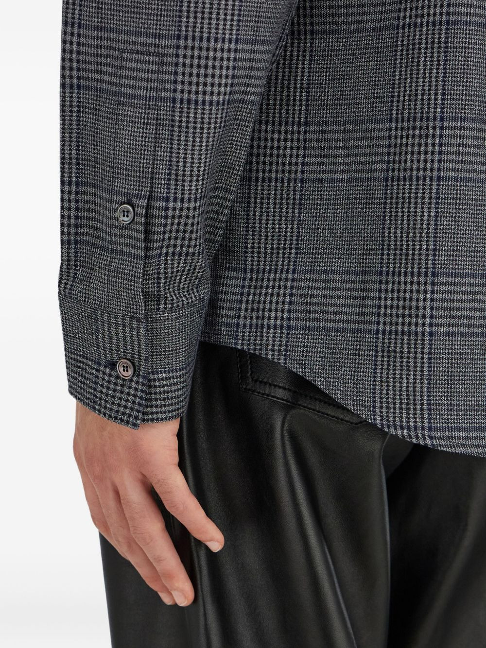 checked embroidered shirt - 5
