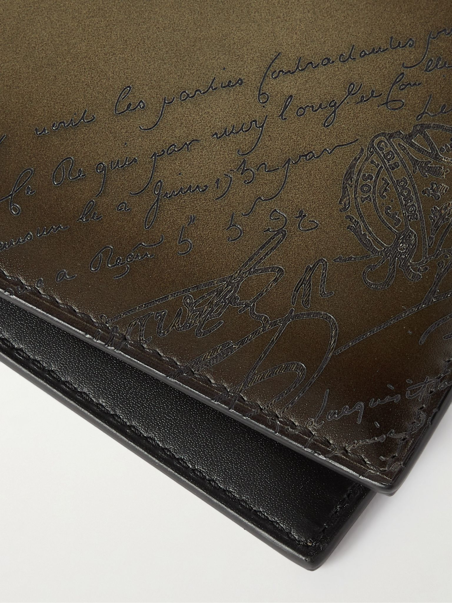 Makore Neo Scritto Venezia Leather Billfold Wallet Green - 3