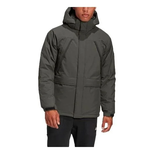 adidas Outdoor Sports hooded down Jacket Brown GK0669 - 1