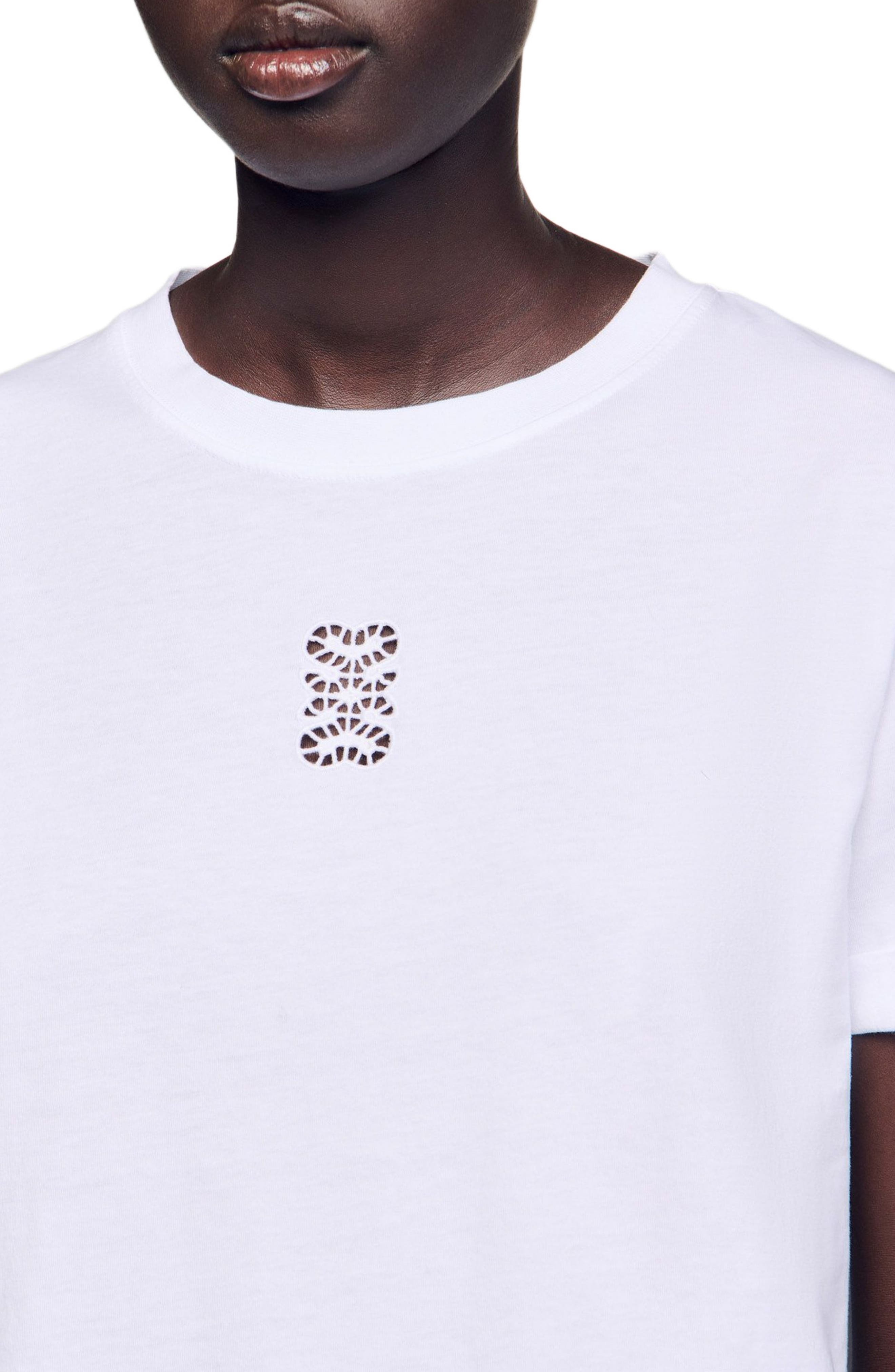SANDRO Cotton T-shirt with embroidery in White at Nordstrom - 4