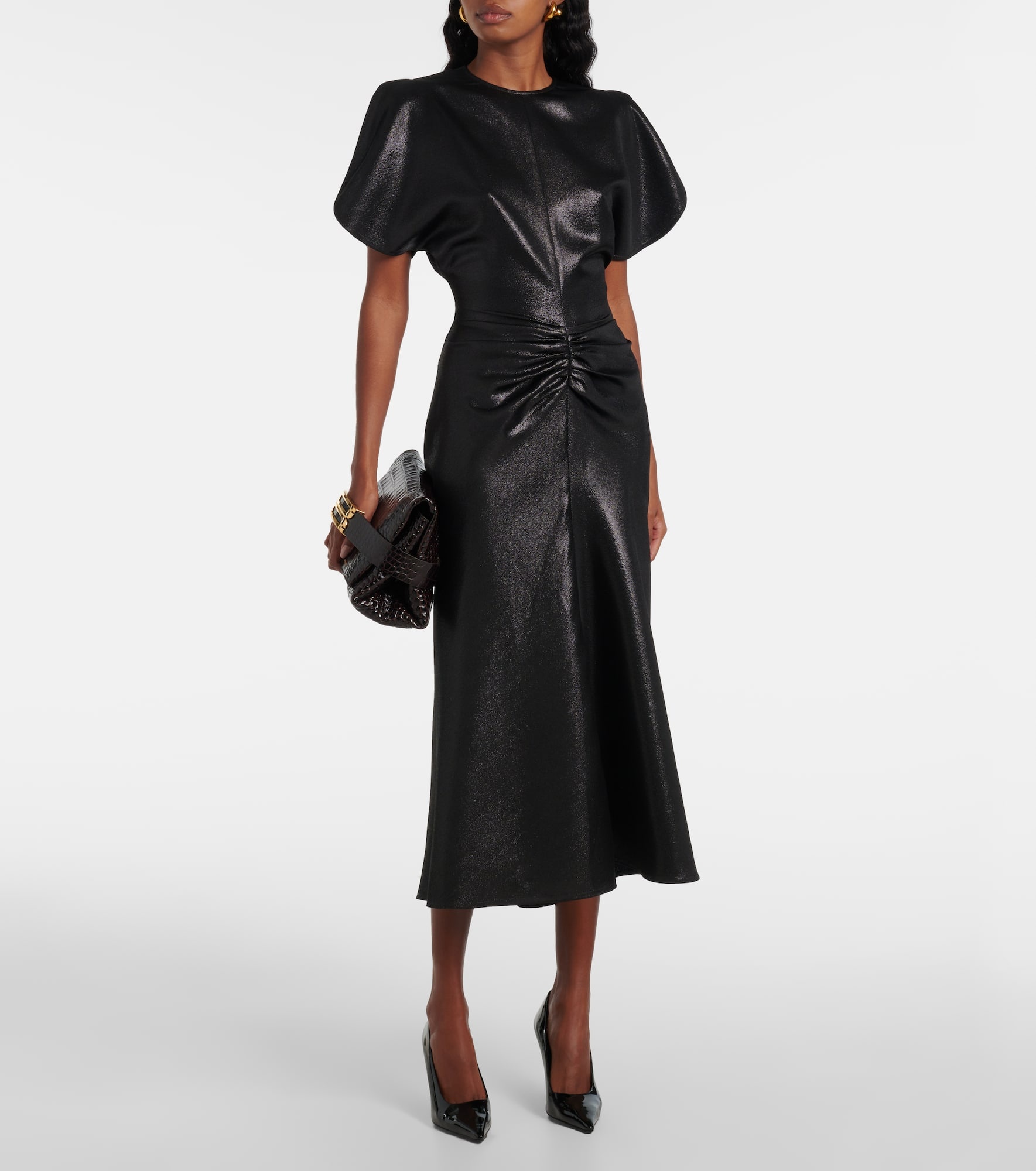 Gathered lamé midi dress - 2