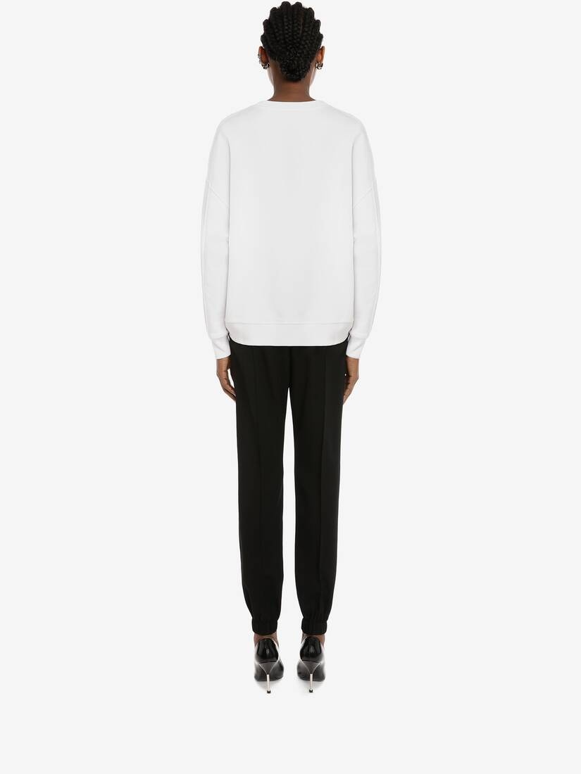 Women's McQueen Graffiti Sweatshirt in White/black - 4