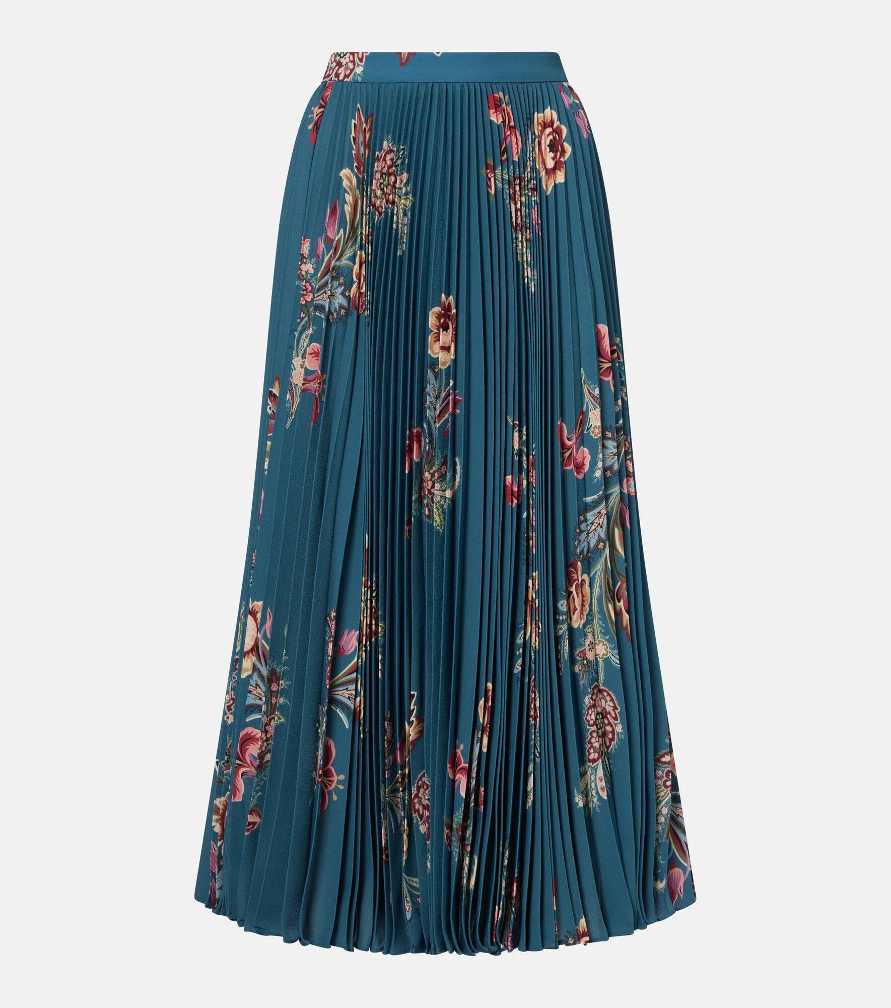 Plissé high-rise floral midi skirt - 1