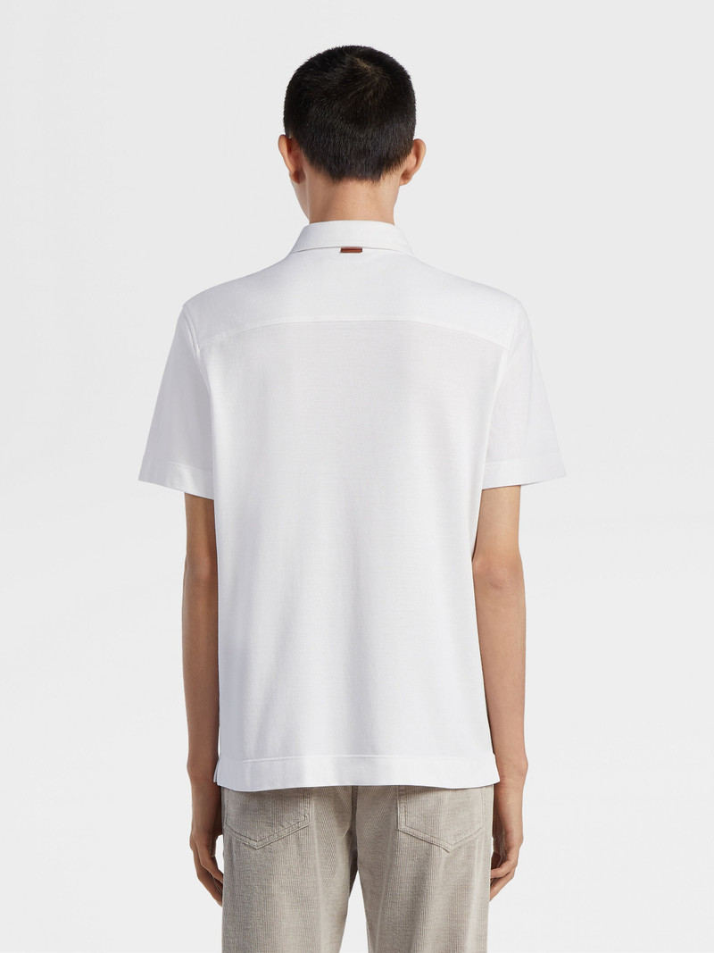OPTICAL WHITE COTTON AND SILK POLO SHIRT 3