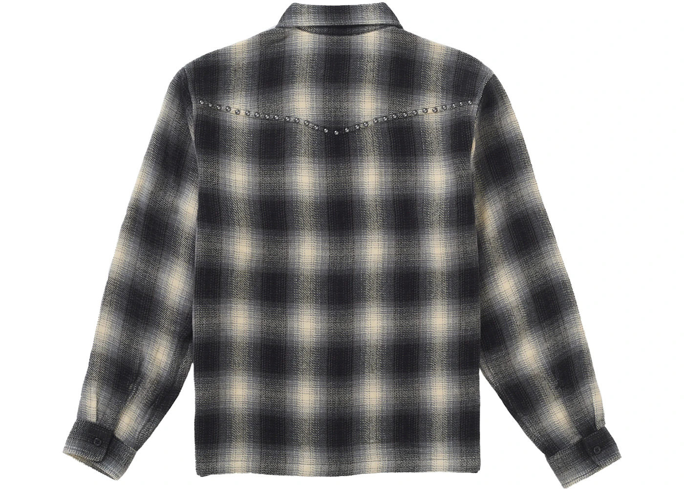 Supreme Studded Shadow Plaid Zip Up Shirt Black - 2
