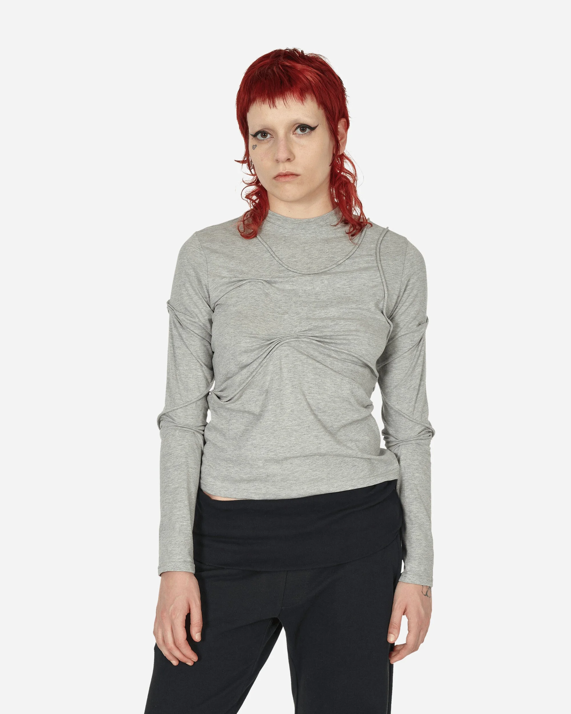 Pleated Longsleeve Top Grey - 1