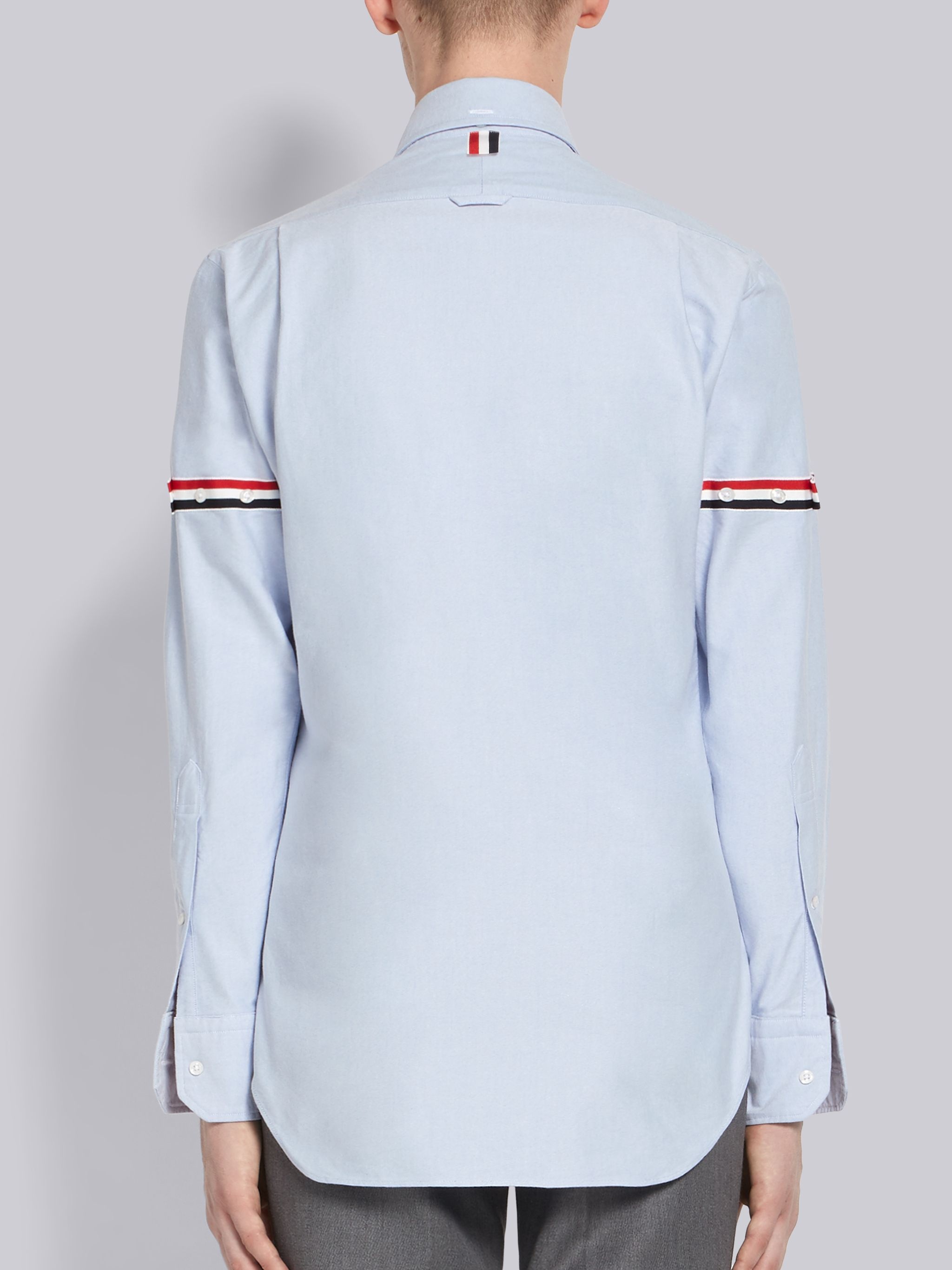 Light Blue Oxford Grosgrain Armband Classic Shirt - 4