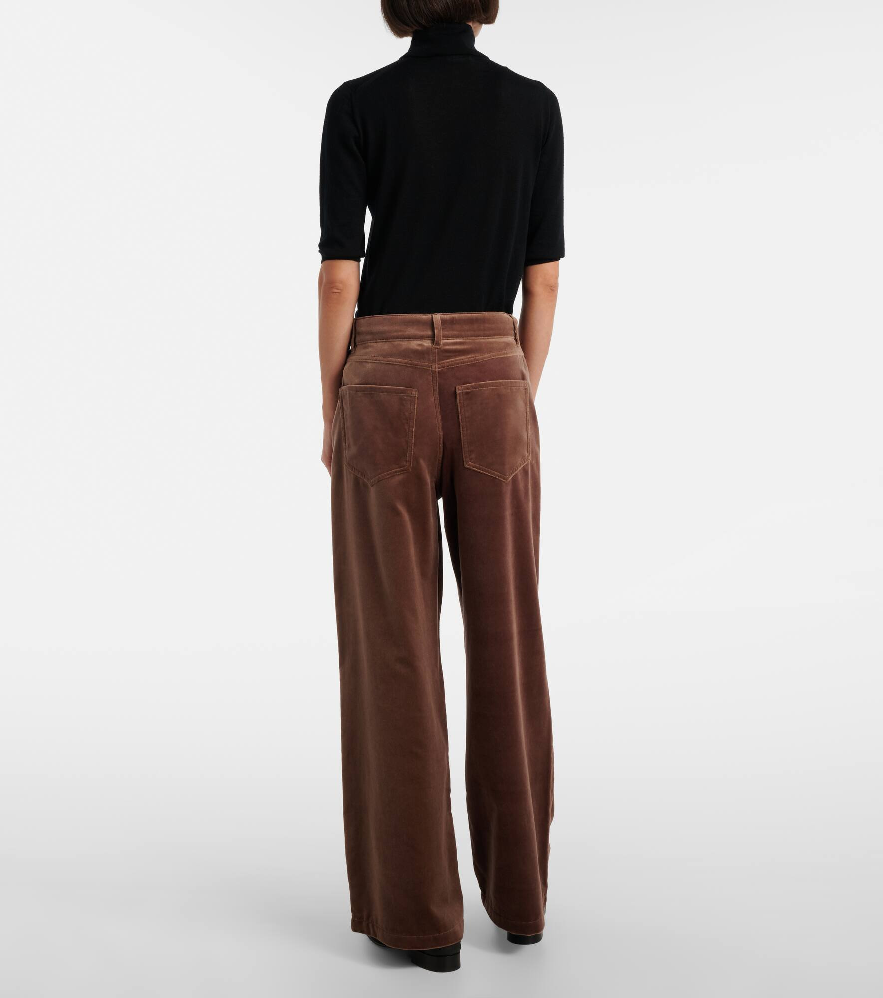 High-rise cotton velvet wide-leg pants - 3