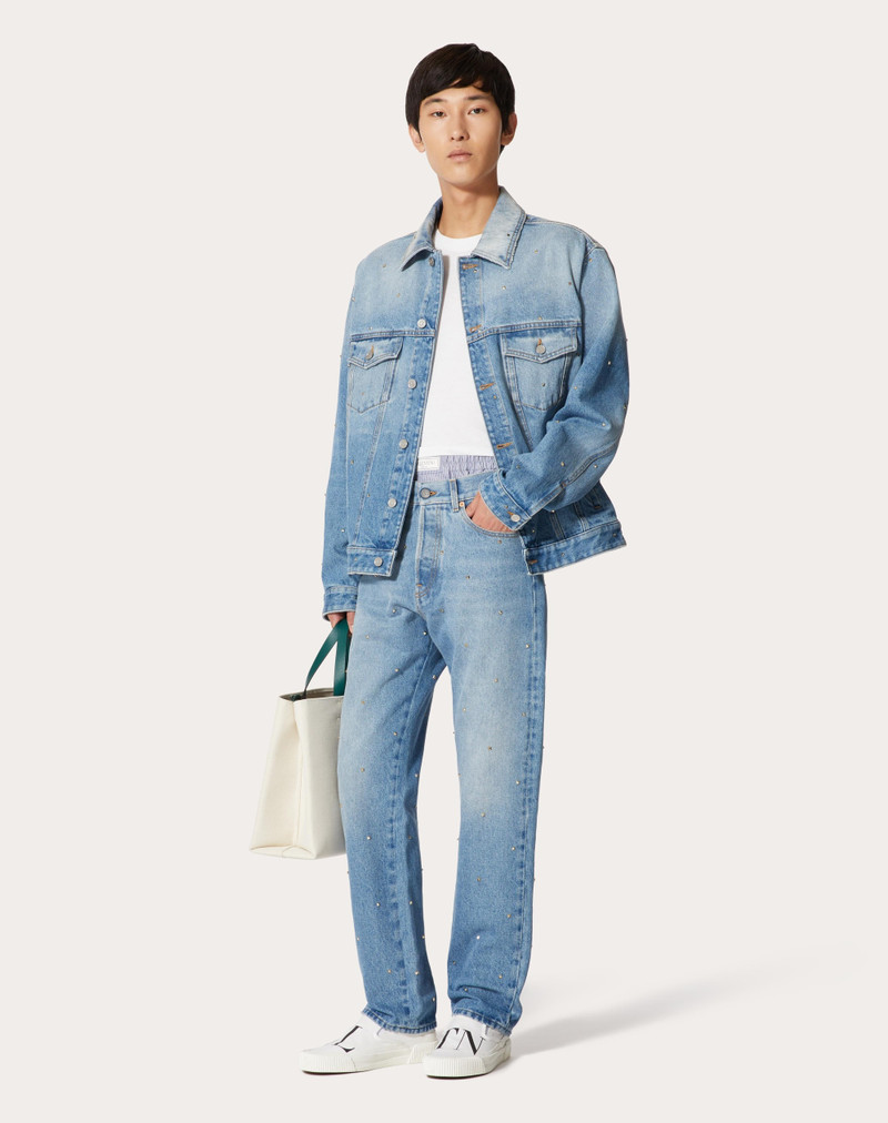 Valentino DENIM PANTS WITH ALL-OVER ROCKSTUD SPIKE STUDS outlook