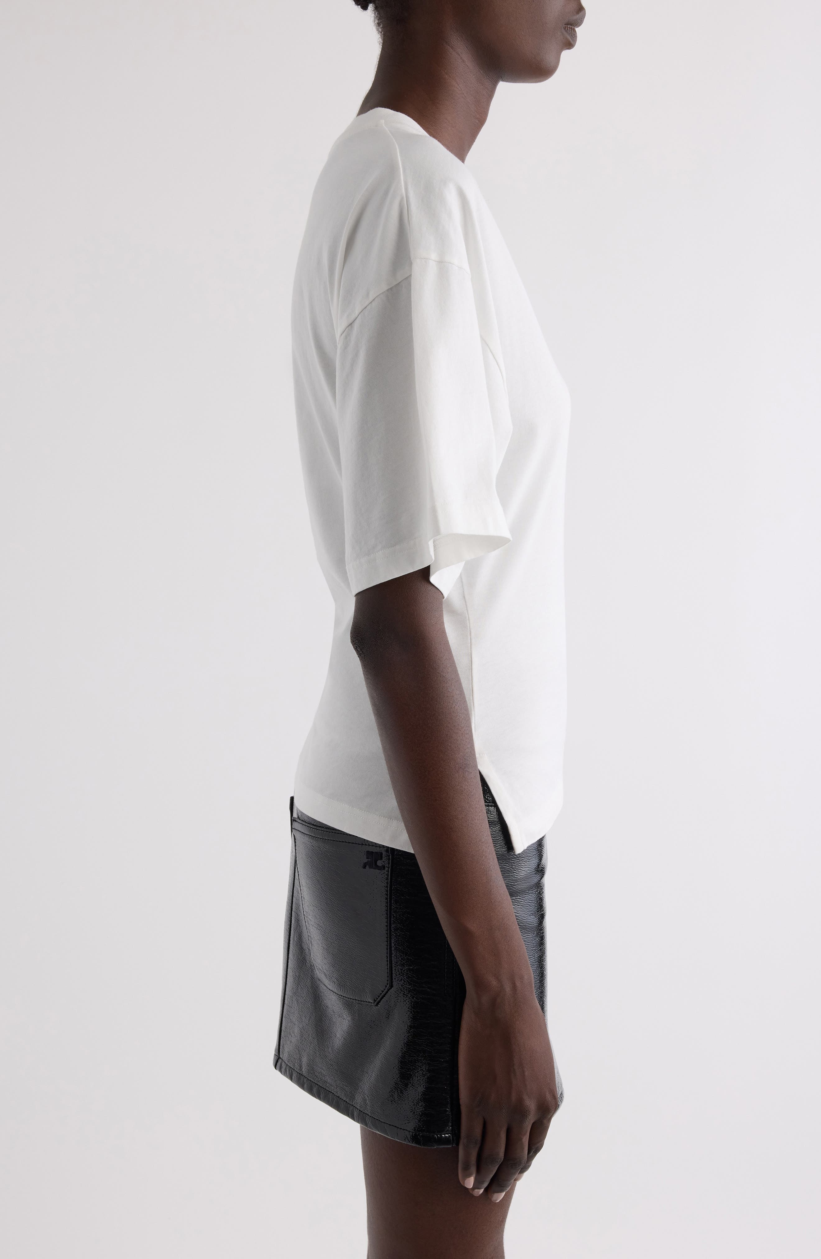 Courrèges Embroidered Logo T-Shirt in Heritage White at Nordstrom - 4