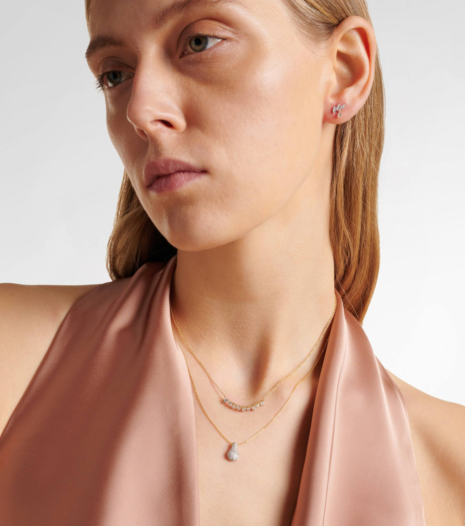 Perfect Pear 10kt gold necklace with diamonds - 3