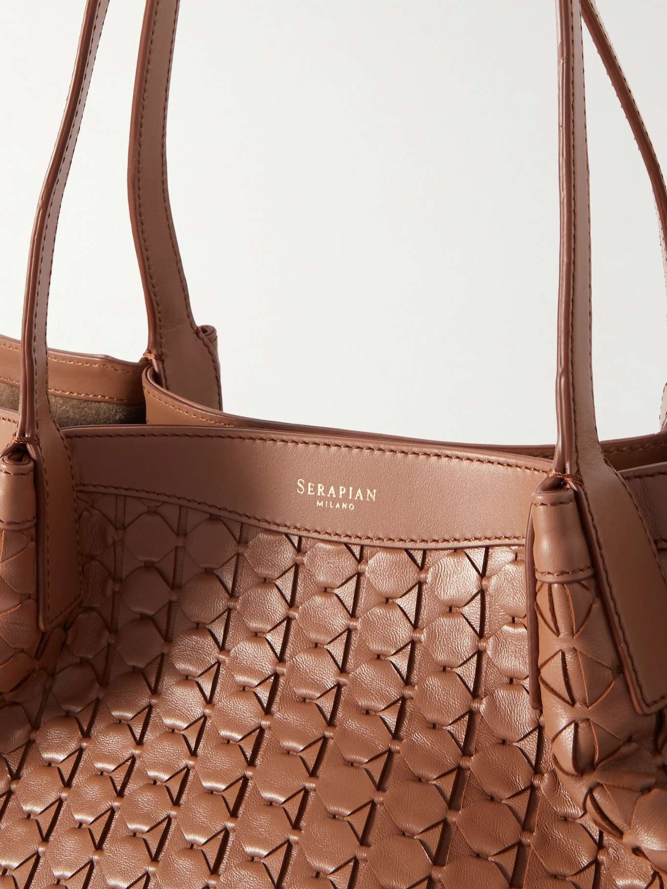 Secret large woven leather tote Tan - 4