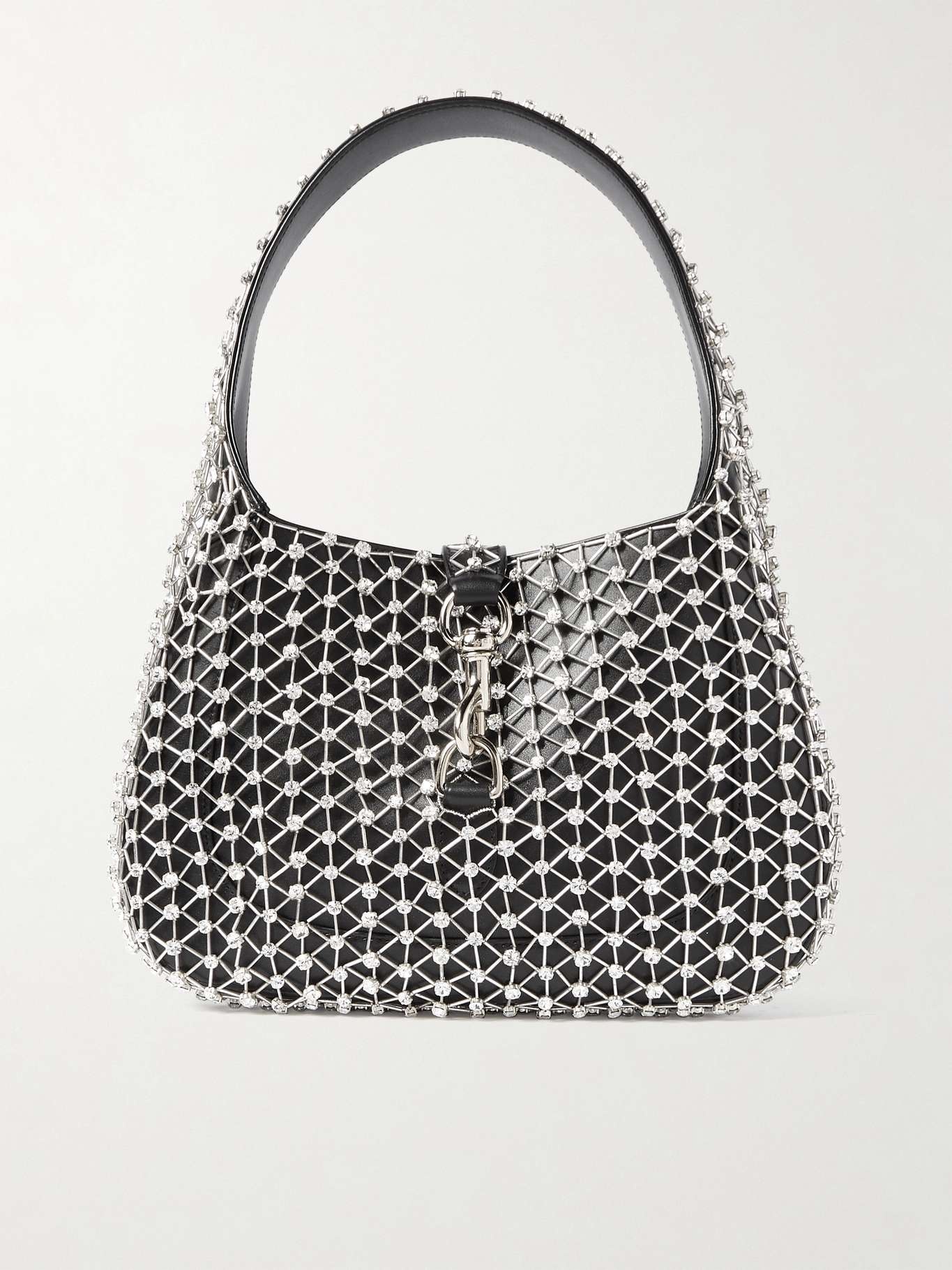 Jackie crystal-embellished leather shoulder bag - 1