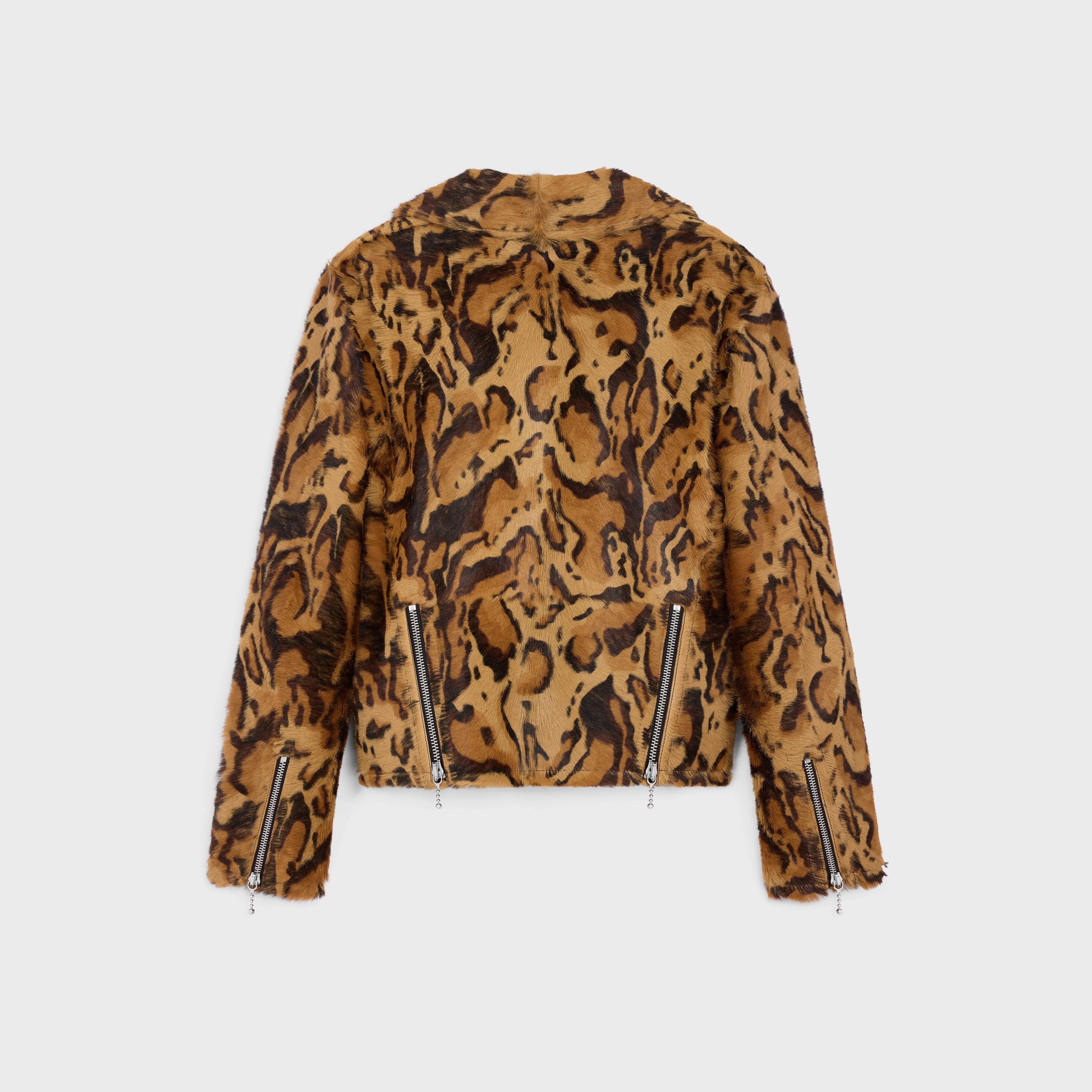 classic biker jacket in leopard calfskin - 2