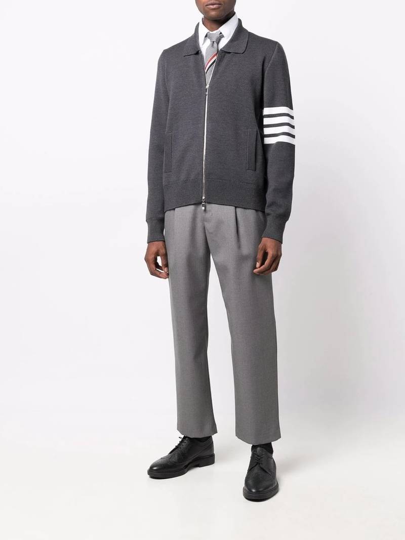 Thom Browne 4-Bar stripe zip-up jumper outlook