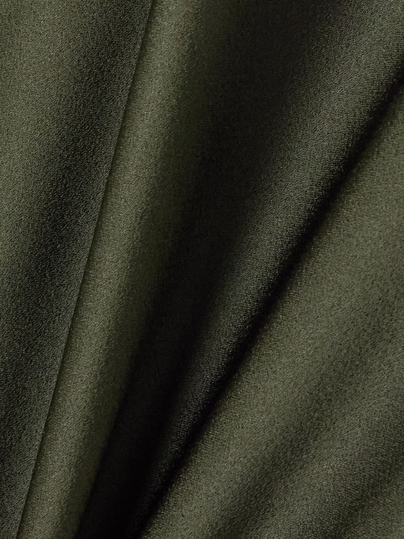 Bella gathered satin midi dress Dark green 4