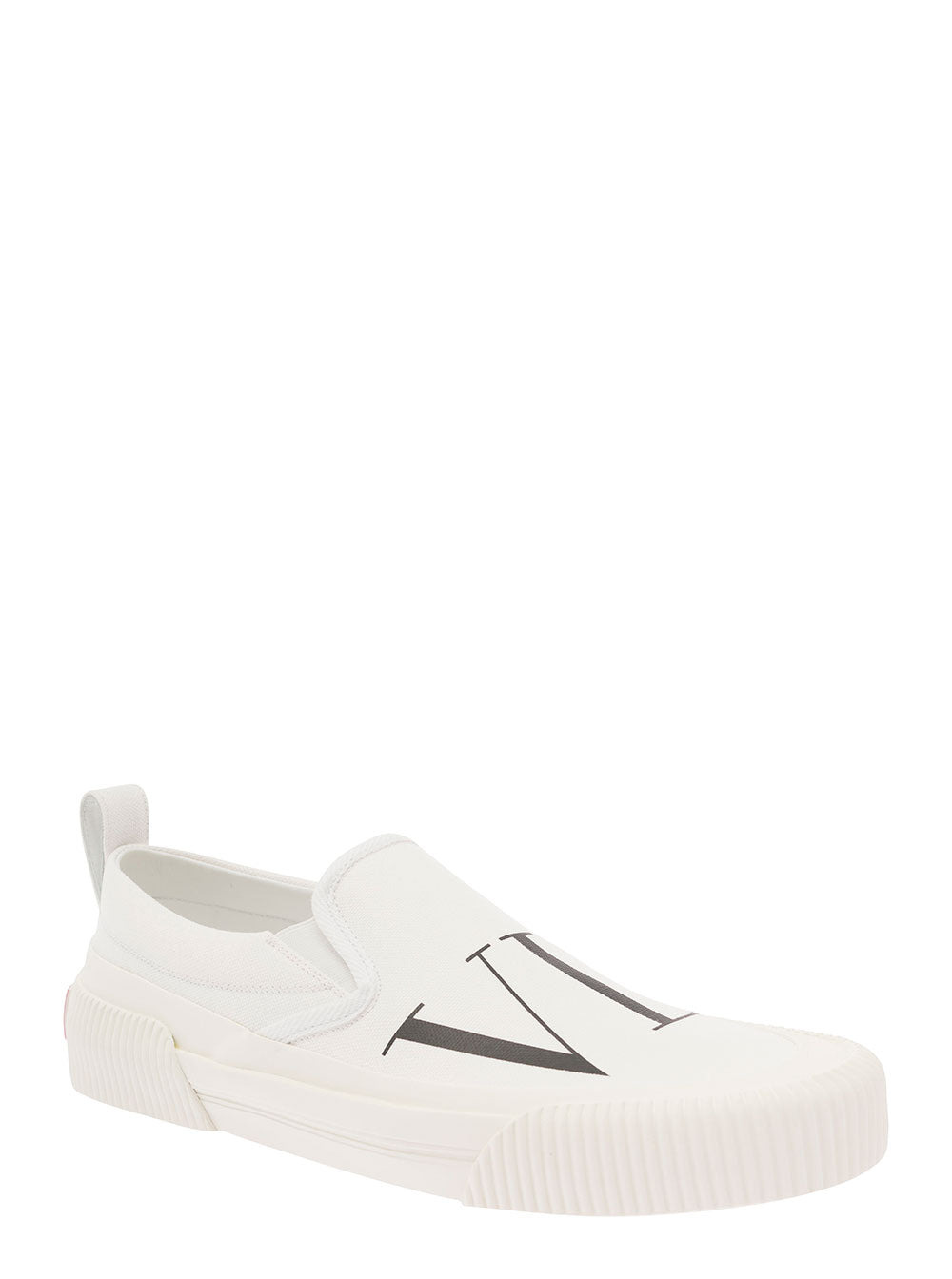 Valentino Garavani Men White Slip-On Sneakers With Vltn Print In Canvas Man - 2