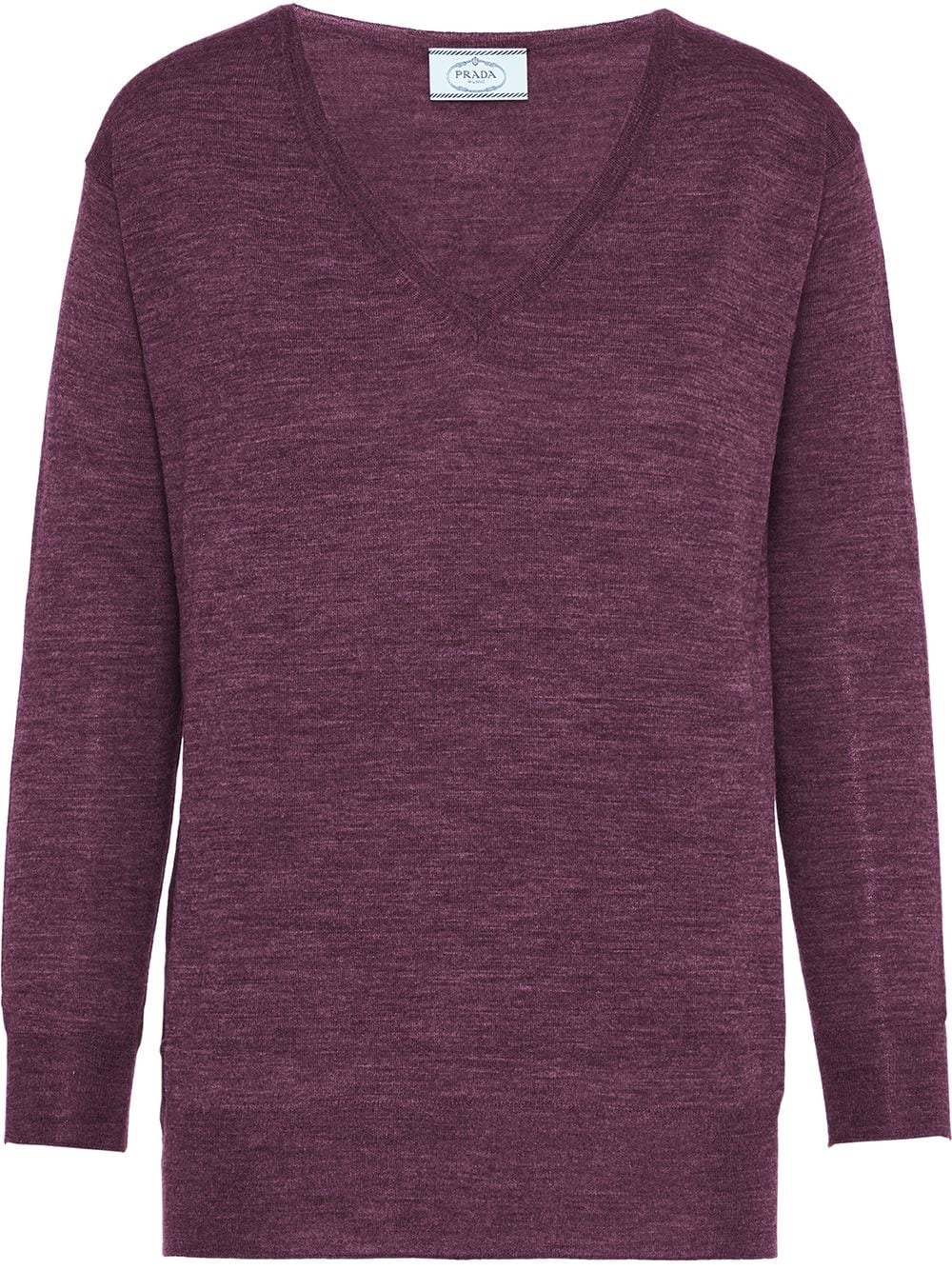 V-neck fine-knit jumper - 1