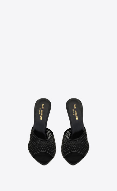 SAINT LAURENT blonde mules in rhinestones mesh outlook