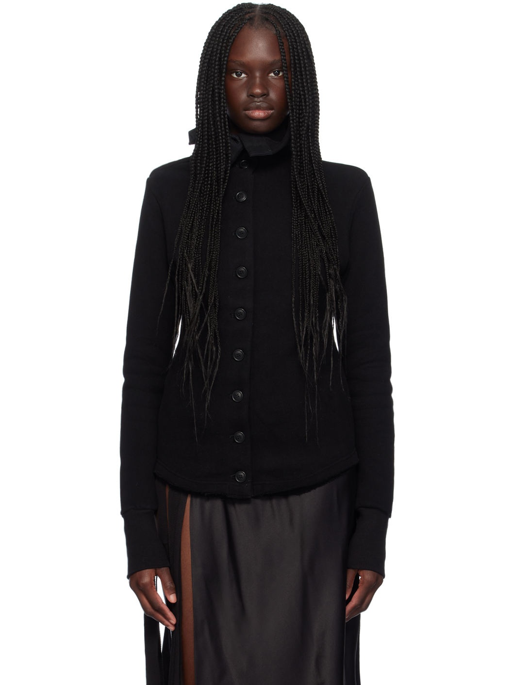 Black R-Back Side Button Turtleneck - 1